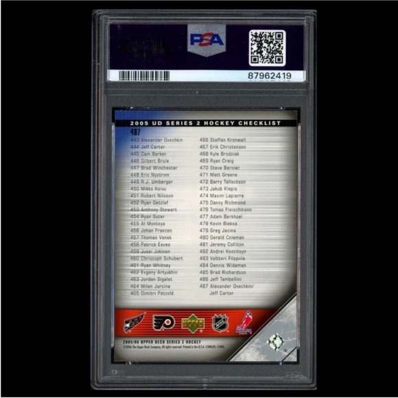 Alex Ovechkin 2005/06 Upperdeck Young Guns Rookie RC Hockey Card PSA Graded - Picture 4 of 4